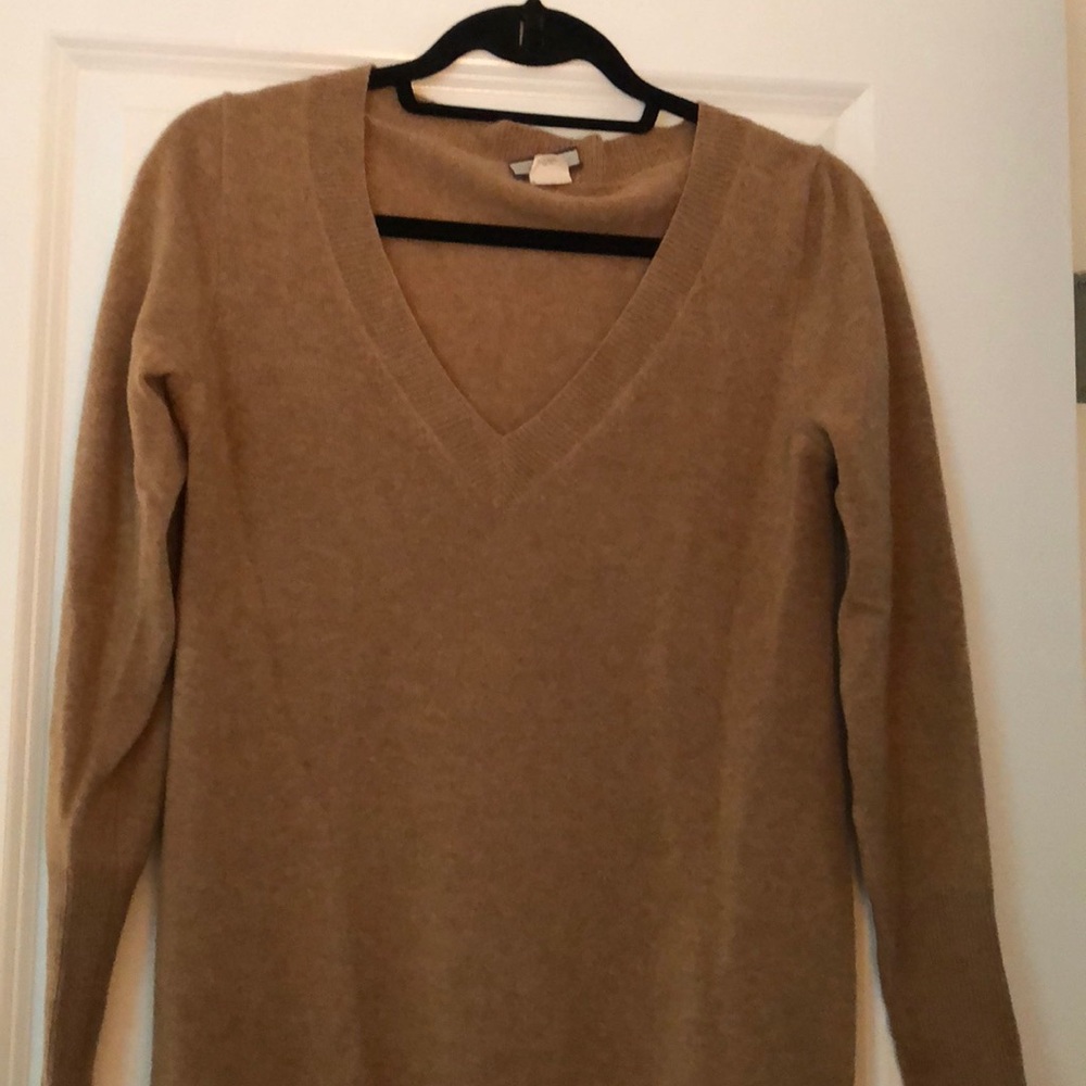 Tan Cashmere, v neck sweater